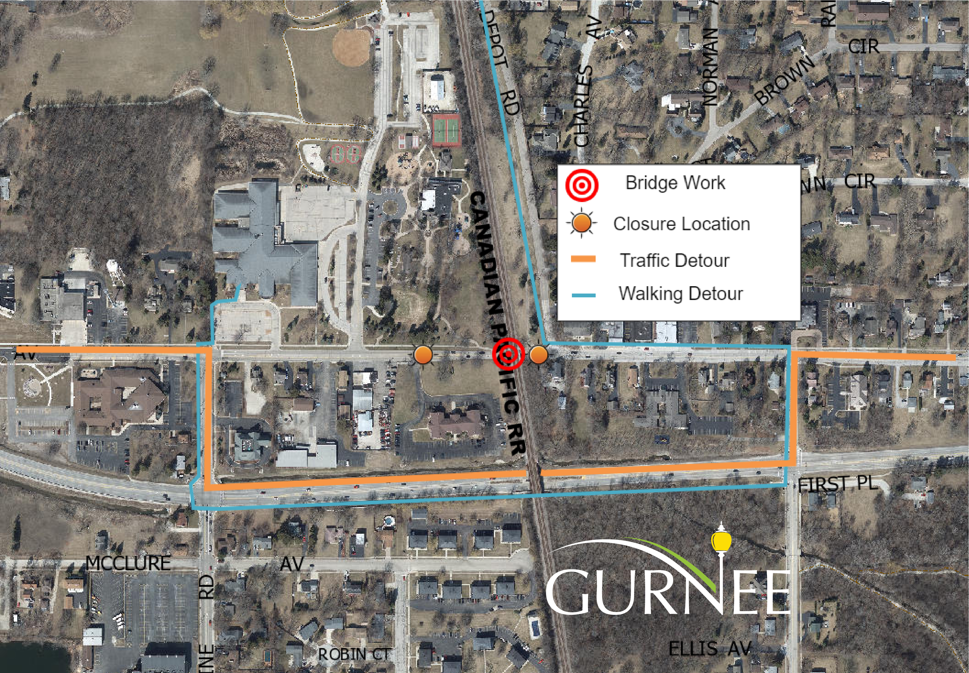 Temporary Closure of Old Grand Avenue under Canadian Pacific Railroad Bridge Begins Monday, January 20th